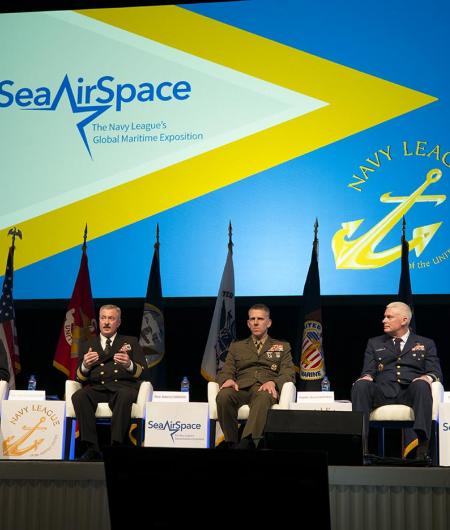 Speakers at a Sea-Air-Space panel on autonomous systems. Photo: AUVSI